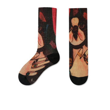 3D printing character happy socks custom pattern  women crew socks sushi teen tube socks wholesale manufacturer